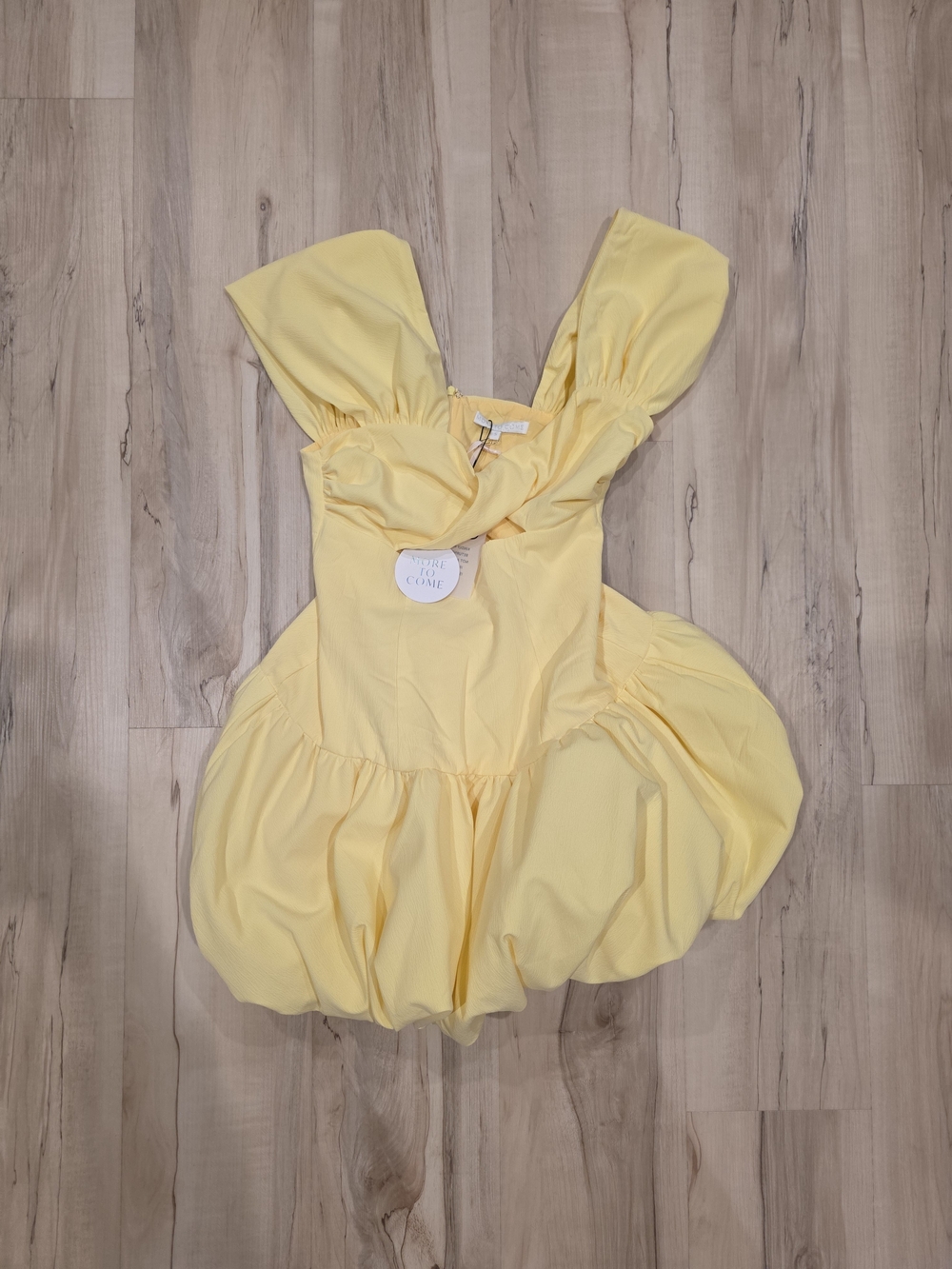 More To Come Pale Yellow Bubble Hem Sundress